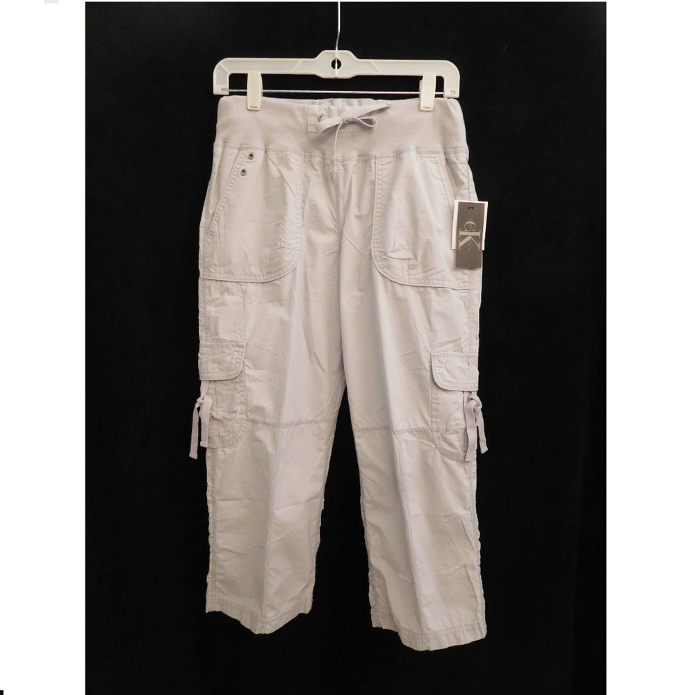Calvin Klein Cargo Capris Drawstring Light Gray